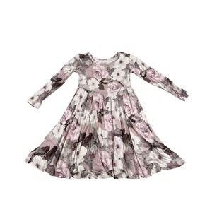 Posh Peanut Girls 2T Dress Pink Floral Bamboo Long Sleeve Twirl Cottagecore Boho